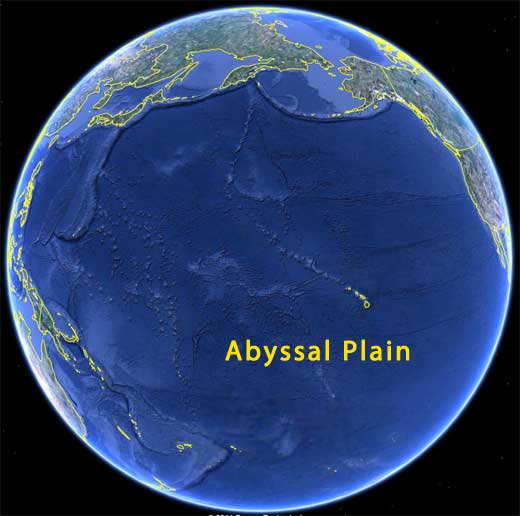 Satellite image of earth -abyssal plain map