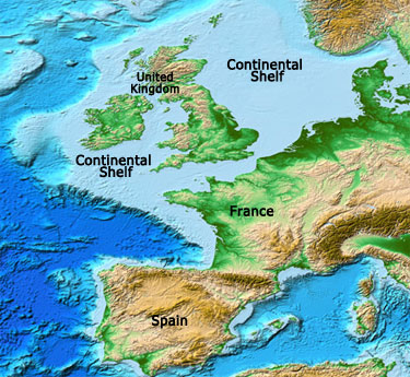 continental shelf off the coast of Western Europe
